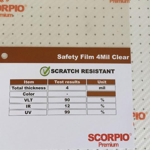 Пленка тонировочная SCORPIO Safety Film 4Mil Clear